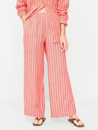 High-Waisted Linen-Blend Wide-Leg Pants | Old Navy (US)