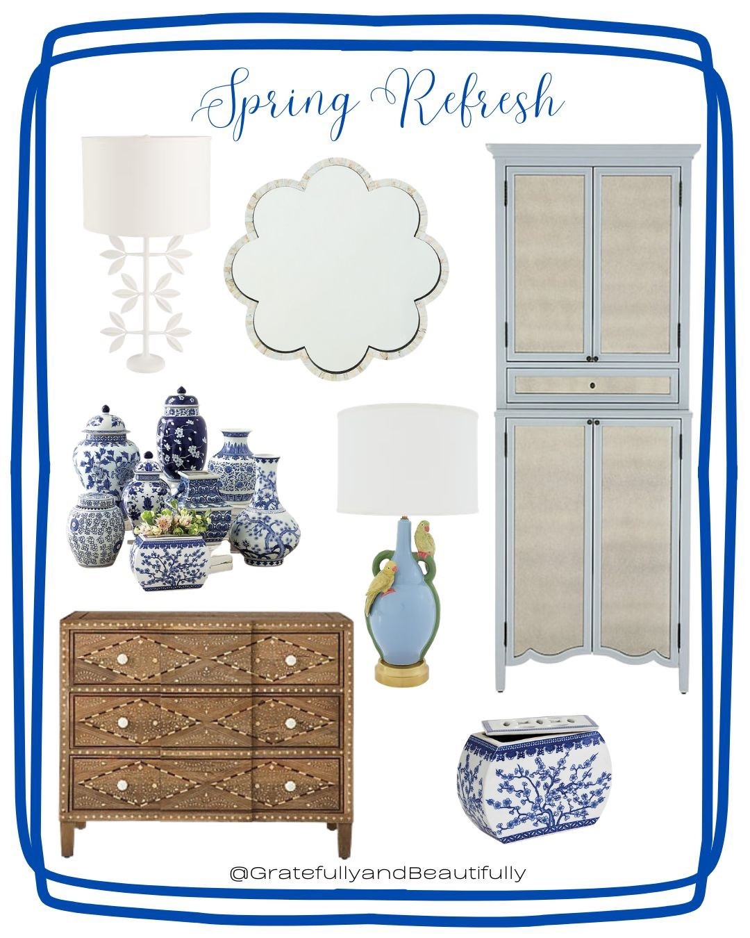 Spring refresh with blue and white furniture and lamps

#LTKSeasonal #LTKHome