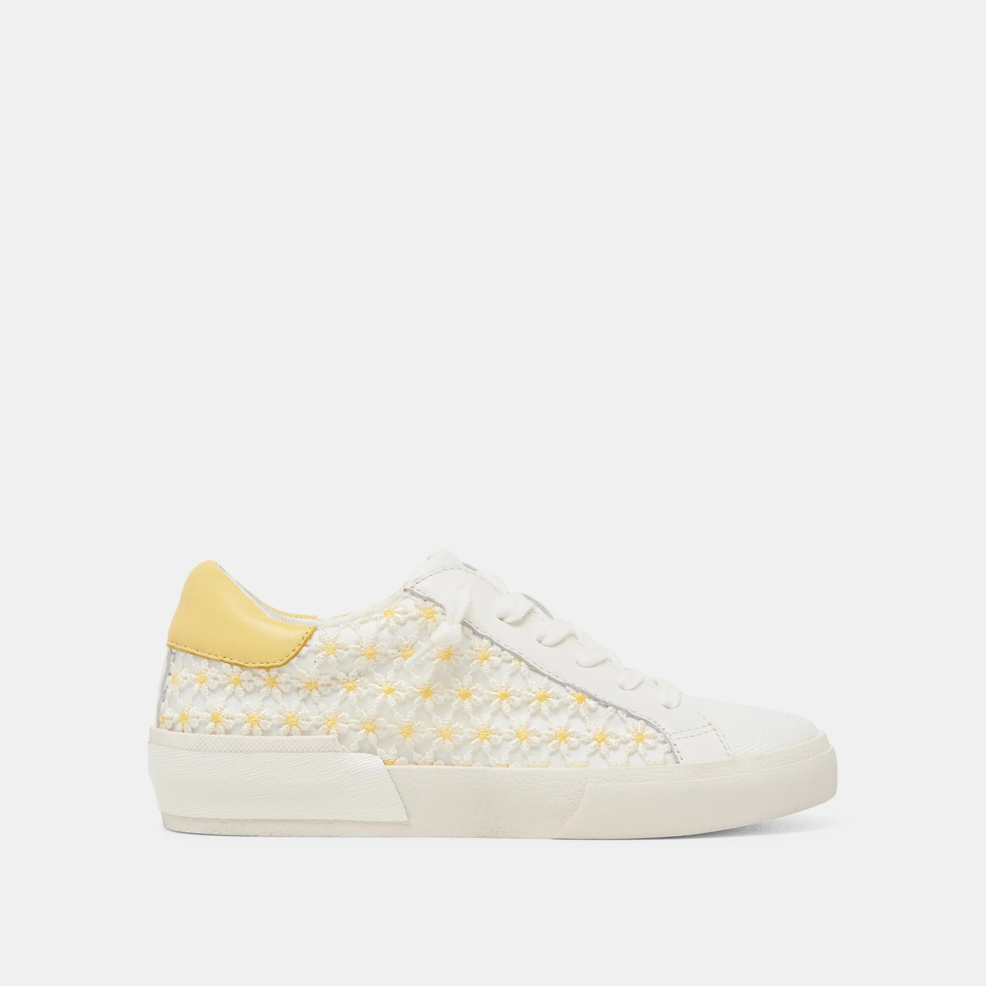 ZINA FLORAL SNEAKERS WHITE YELLOW FLORAL MESH | DolceVita.com