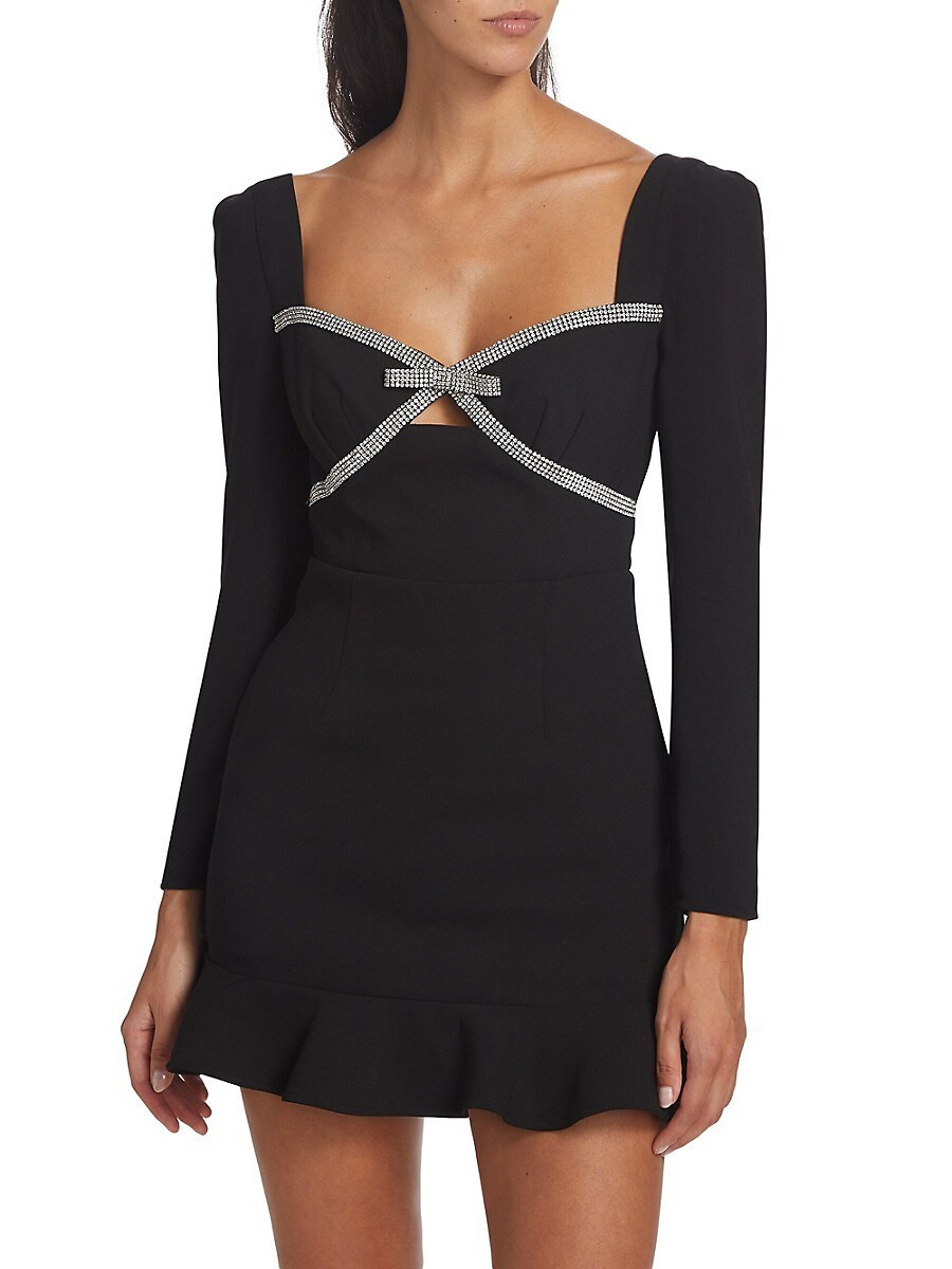 Self-Portrait Women's Diamante Bow Minidress - Black - Size 2 | Saks Fifth Avenue OFF 5TH