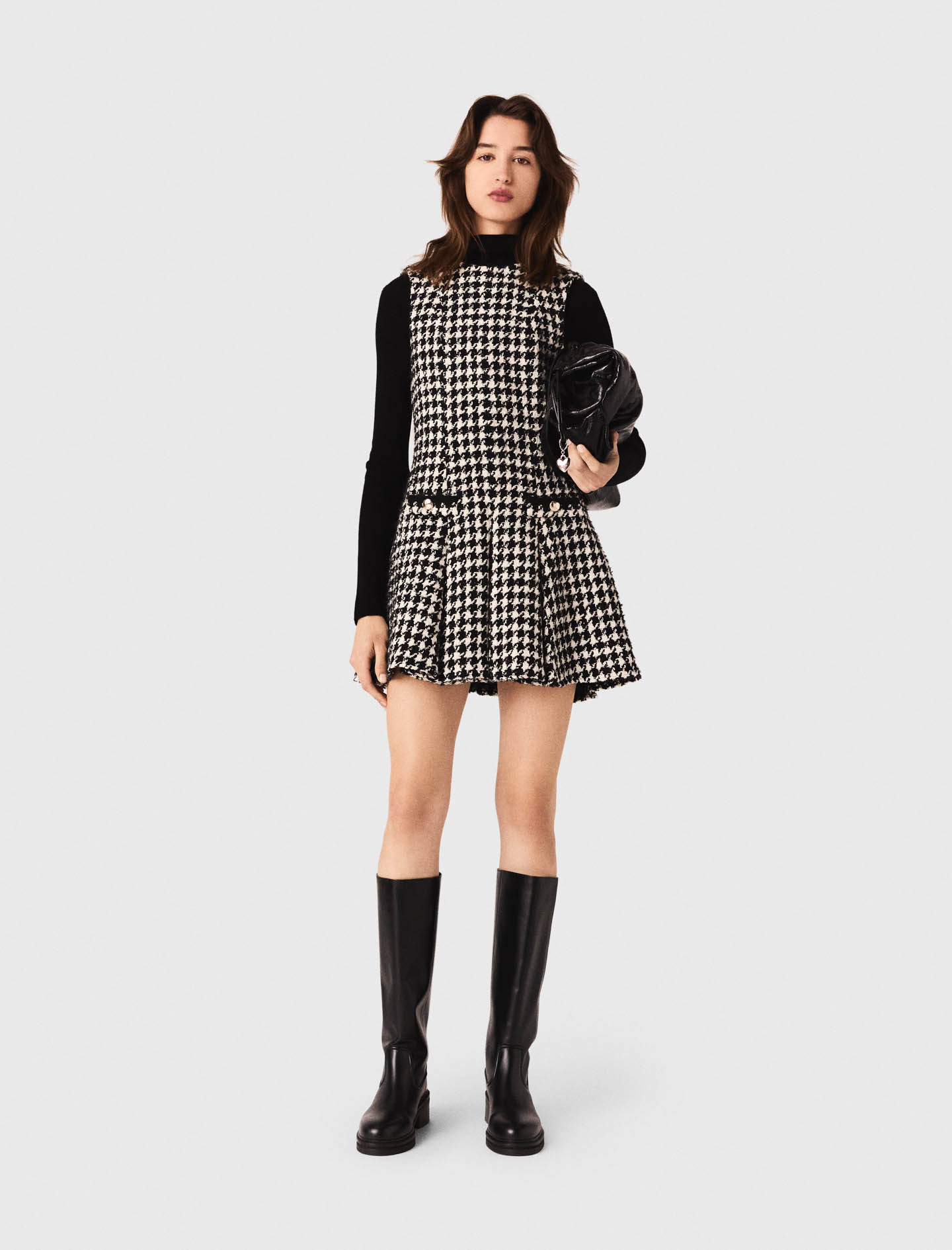 Flared houndstooth tweed dress Bicolor for Women | Maje | Maje EU