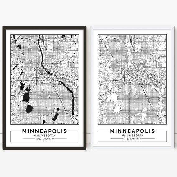 Minneapolis map, Minnesota, City map, Digital Poster, Printable, Wall art, city map print | Etsy (US)