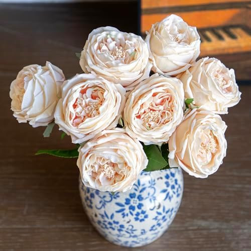 Fake Flowers for Decoration Home Decor Real Touch Artificial Flowers Austin Rose Peony Latex Fake... | Amazon (US)