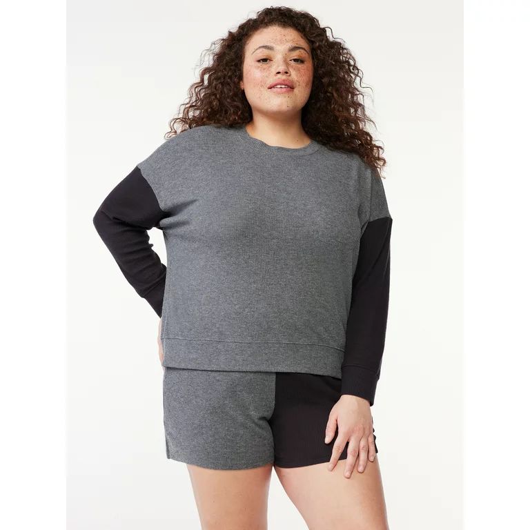 Joyspun Women's Long Sleeve Top and Shorts Sleep Set, Sizes S to 3X | Walmart (US)