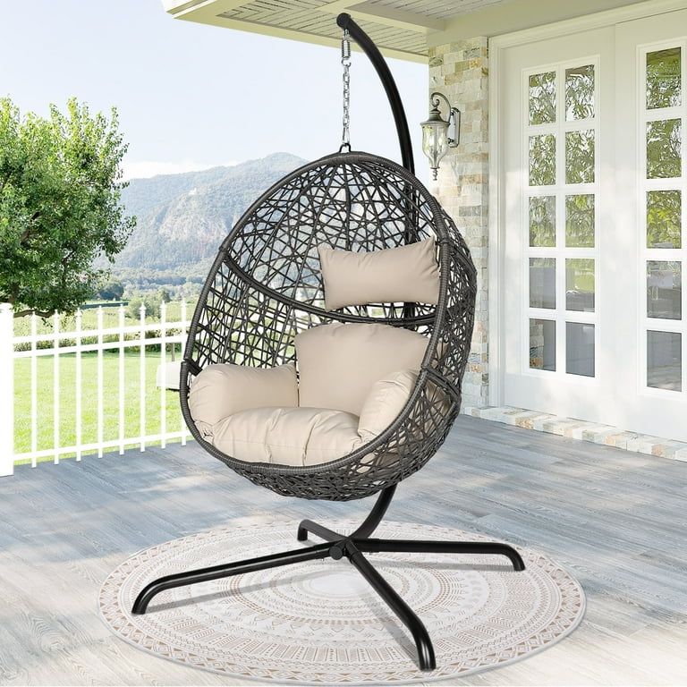 NICESOUL Swing Egg Chair Bird Nest Cage Chair with Stand Comfortable Cushion Indoor Outdoor PE Ra... | Walmart (US)