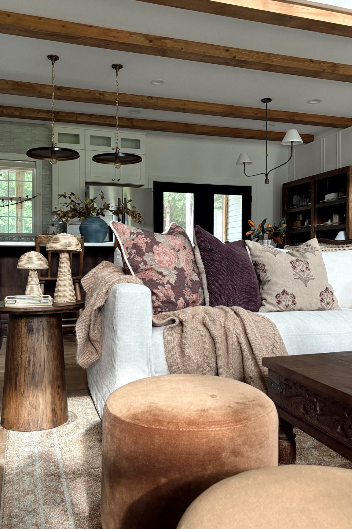 Plum may be my favorite fall color, and this pillow combination is just too good.

***For the table I used the stain combo of 1 coat Behr Early American and 1 coat Minwax Gel Coffee stain. 

Fall, fall finds, home, decor, throw pillows, throw blanket, accent table, ottoman, sectional 

#LTKHome #LTKSeasonal