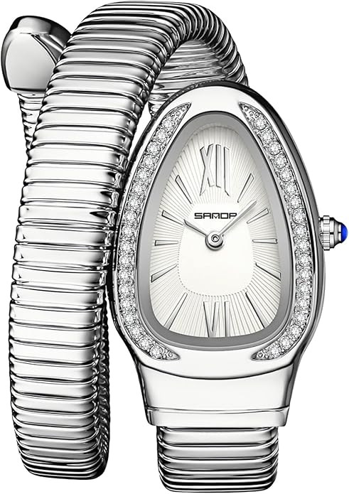 Gosasa Stylish Women's Snake Shape Bangle Watch Unique Design Snake Coil Elegant Dress Diamond Br... | Amazon (US)