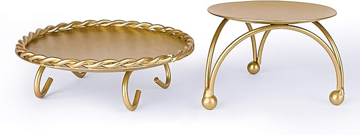 dedoot Candle Holder, Gold Candle Holders Set of 2 Decorative Handmade Iron Pillar Plate Candle H... | Amazon (US)