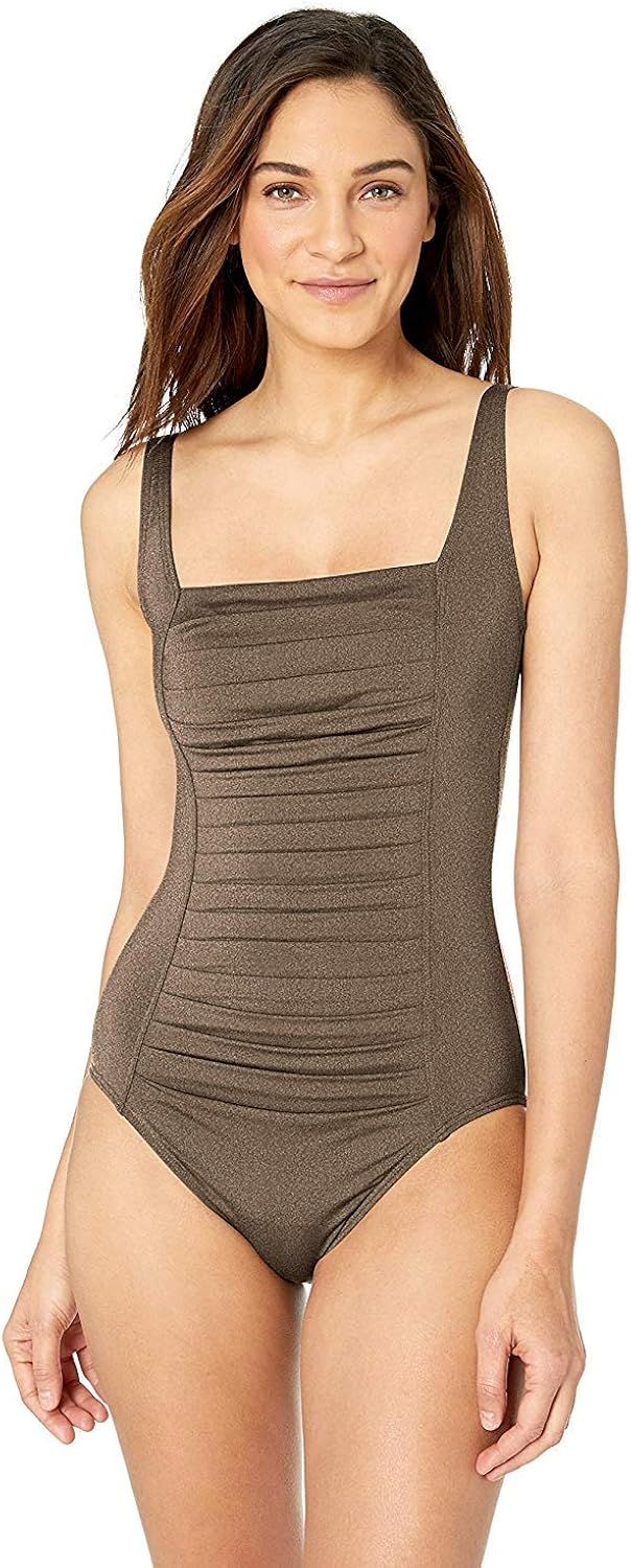 Calvin Klein Women's Pleated One Piece Swimsuit | Amazon (US)