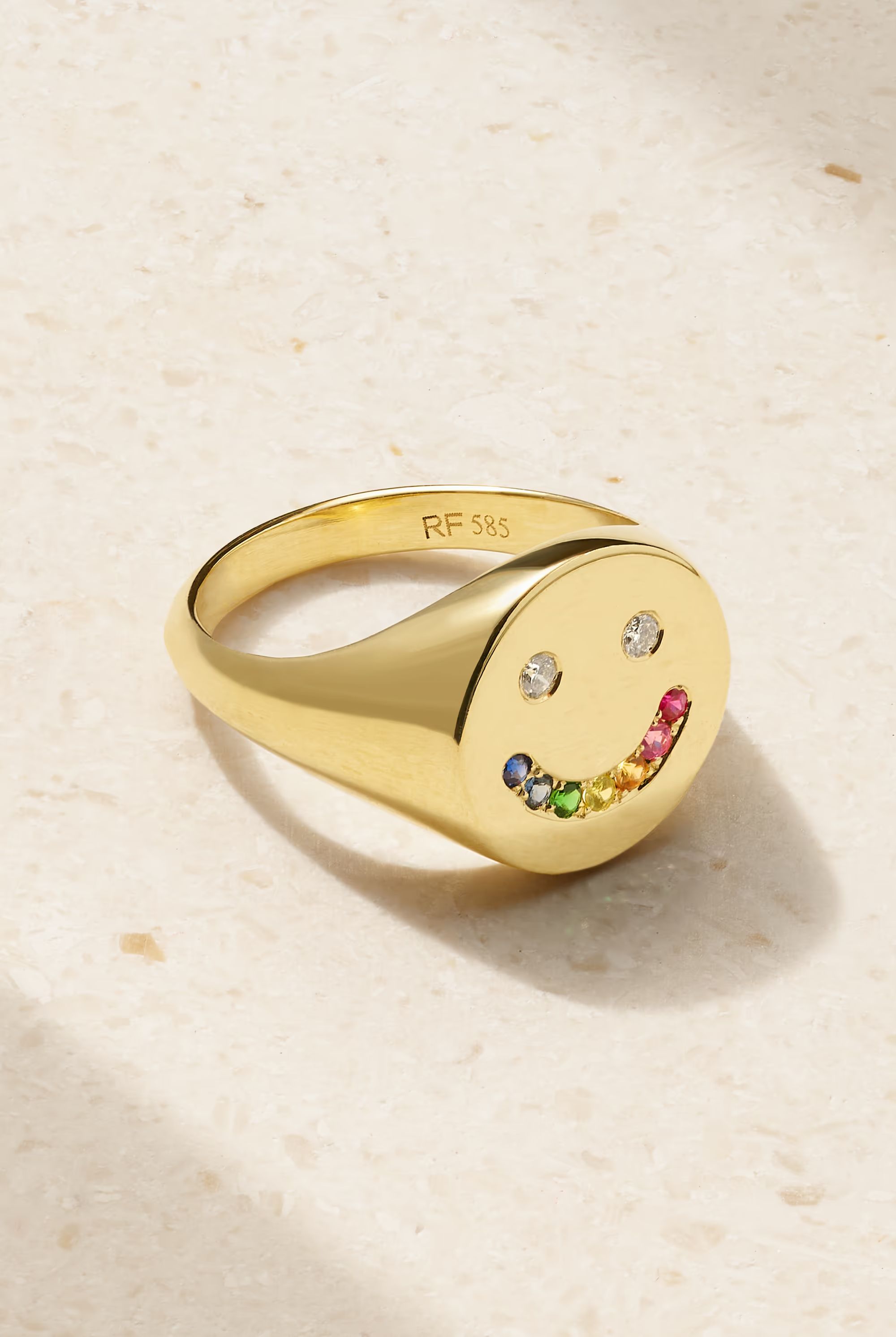 Rainbow Smiley 14-karat gold, sapphire and diamond ring | NET-A-PORTER (US)