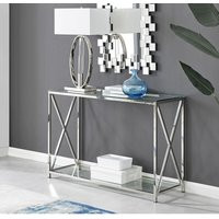 Furniturebox Regent Glass and Chrome Cross End Modern Contemporary Console Table Hallway Living Room | ManoMano UK