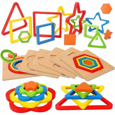 Wooden Shape Sorting Puzzle for Sensory Toy Enhance Spatial Imagination and Stimulate Innovative Thinking Multicolor Standard | Target