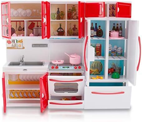 Liberty Imports Gourmet Red Doll Modern Kitchen Mini Toy Playset with Lights and Sounds, Perfect ... | Amazon (US)