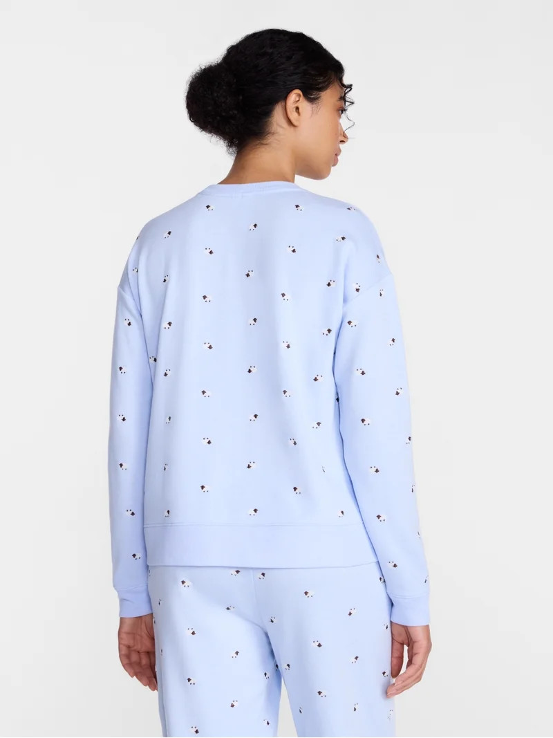 Joyspun Women's Fleece Lounge Sleep Top with Long Sleeves, Sizes XS-3X | Walmart (US)