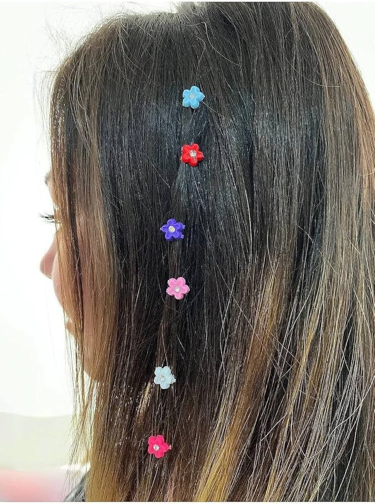 QITIMIR 240 Pcs Mini Hair Clips - Beads for Hair, Tiny Hair Pins for Women, Colorful Floral Bangs... | Amazon (US)