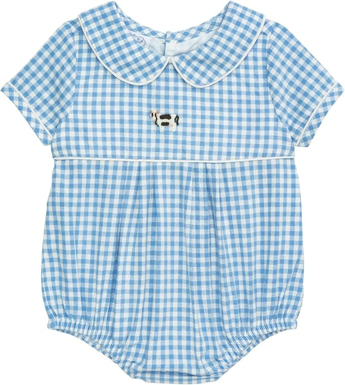 Mud Pie Baby Boy Farm Icon Gingham Bubble | Amazon (US)