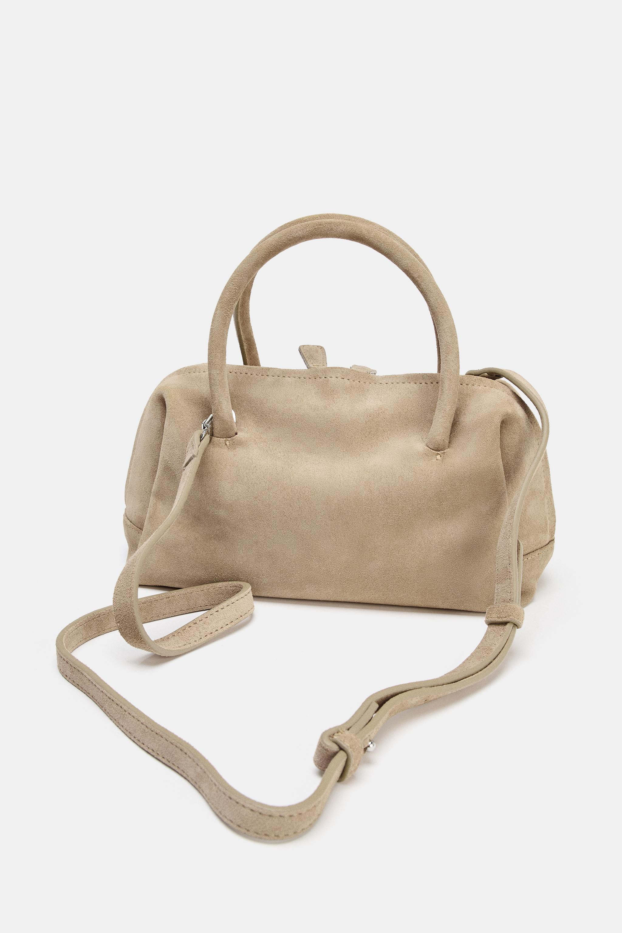 SPLIT SUEDE BOWLING BAG | Zara UK