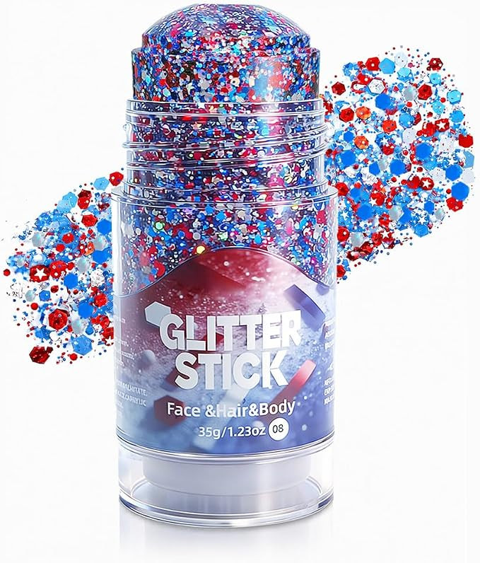 Go Ho 4th of July Glitter Stick,Patriotic Red White and Blue Face Hair Glitter,Fourth of July Acc... | Amazon (US)