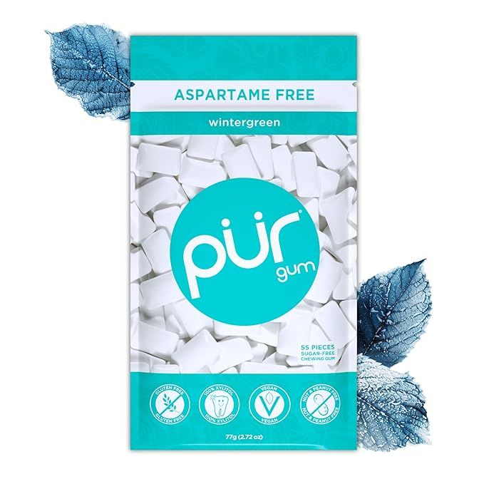 PUR Gum | Aspartame Free Chewing Gum | 100% Xylitol | Natural Wintergreen Flavored Gum, 55 Pieces... | Amazon (US)