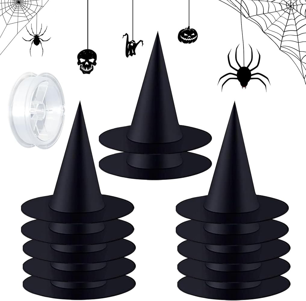 Halloween Witch Hat Black Witch Hats for Halloween Costume Party Large Hanging Witches Hat for Ya... | Amazon (US)
