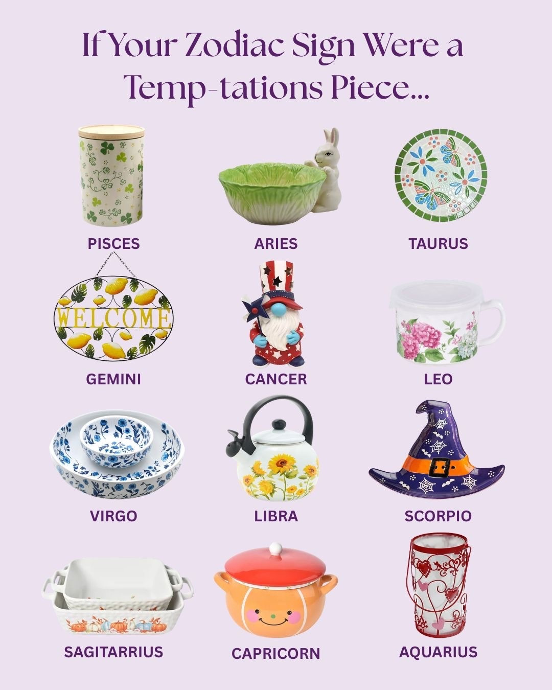 Ever wondered which Temp-tations style fits your zodiac sign best? From whimsical to classic, every Temp-tations piece reflects its zodiac personality and celebrates what makes each sign special. Does this represent your sign or is there a better match?! 💫

A few of these pieces are brand new and will debut this Sunday, March 1st during QVC’s All Day Cooking Event.  Lisa and I will be on throughout the day at 1 AM, 7 AM, 12 PM, and 9 PM ET so you can shop these new items!

#LTKHome #LTKSaleAlert #LTKSeasonal
