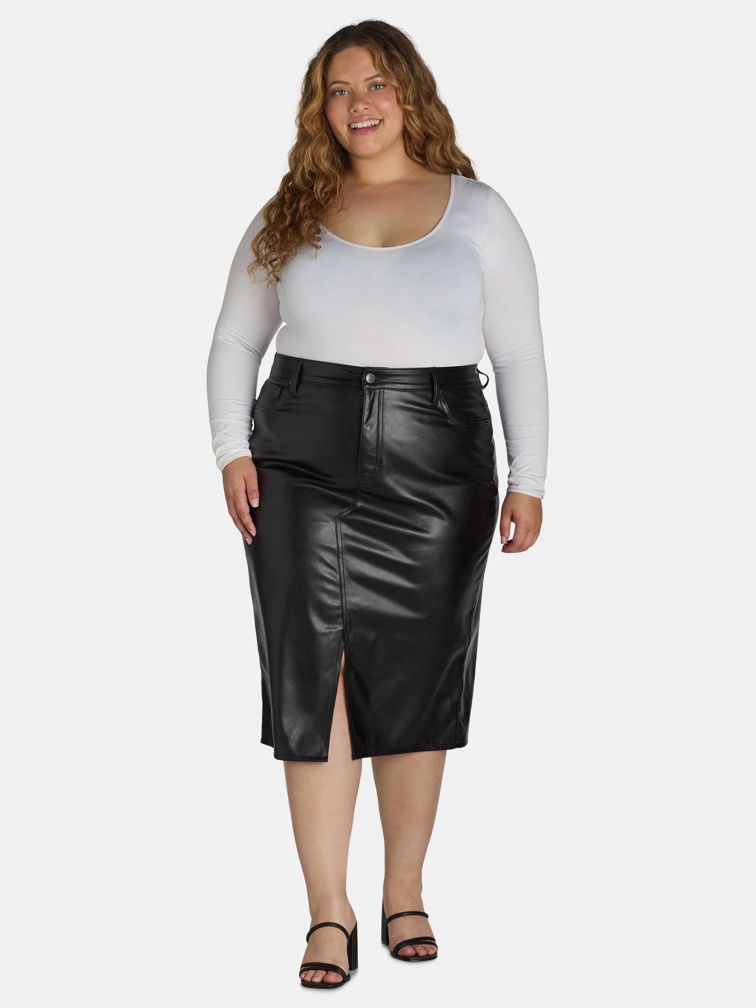 Terra & Sky Women's Plus Size Midi Skirt, Sizes 16W-26W | Walmart (US)