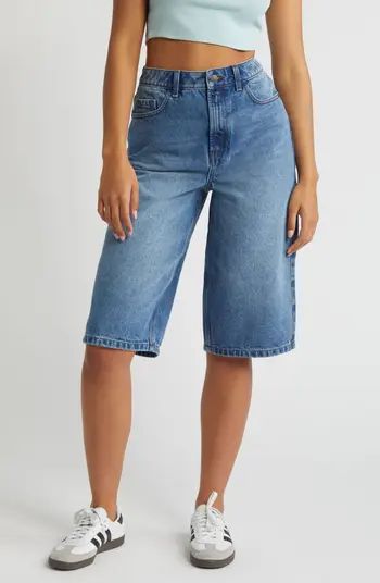 Lila High Waist Loose Knee Length Denim Shorts | Nordstrom