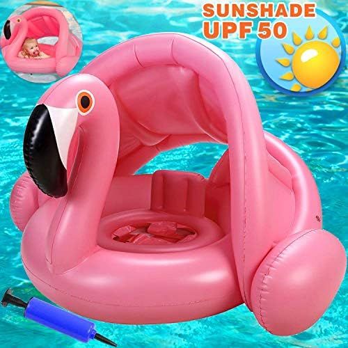 Flamingo Baby Swimming Ring with Canopy-Inflatable Baby Swimming Pool Float Sunshade for Infant K... | Amazon (US)