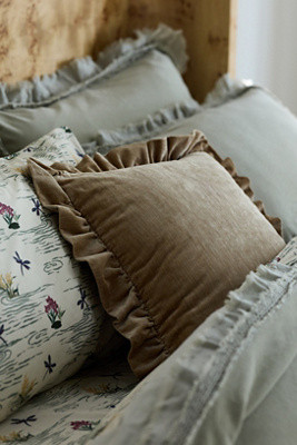 Ruffled Velvet Throw Pillow | Anthropologie (US)