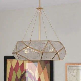 Euclid Mercury Glass/ Brass Mid-Century Modern Pendant Light - 20-in. W x 24.5-in. H x 20-in. D | Bed Bath & Beyond