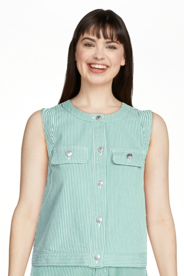 Free Assembly Women's and Women's Plus Button Front Sleeveless Denim Top, Sizes XS-4X | Walmart (US)