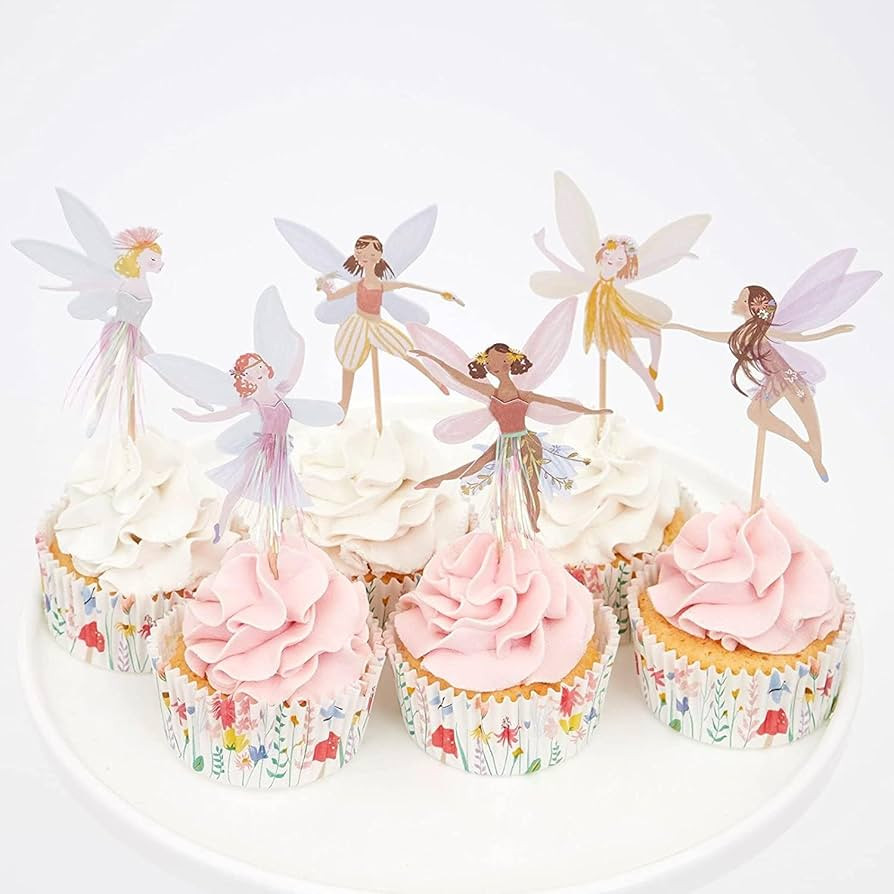 Fairy Cupcake Topper,24 PCS Birthday Party Cupcake Topper,Fairy Theme Party Decoration,Wing Angel... | Amazon (US)