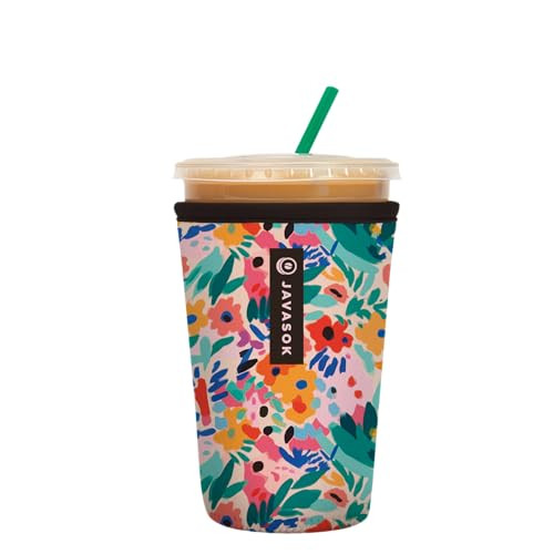 Sok It JavaSok Iced Coffee & Cold Soda Insulated Neoprene Cup Sleeve (Abstract Floral, Medium: 22-28oz) | Amazon (US)