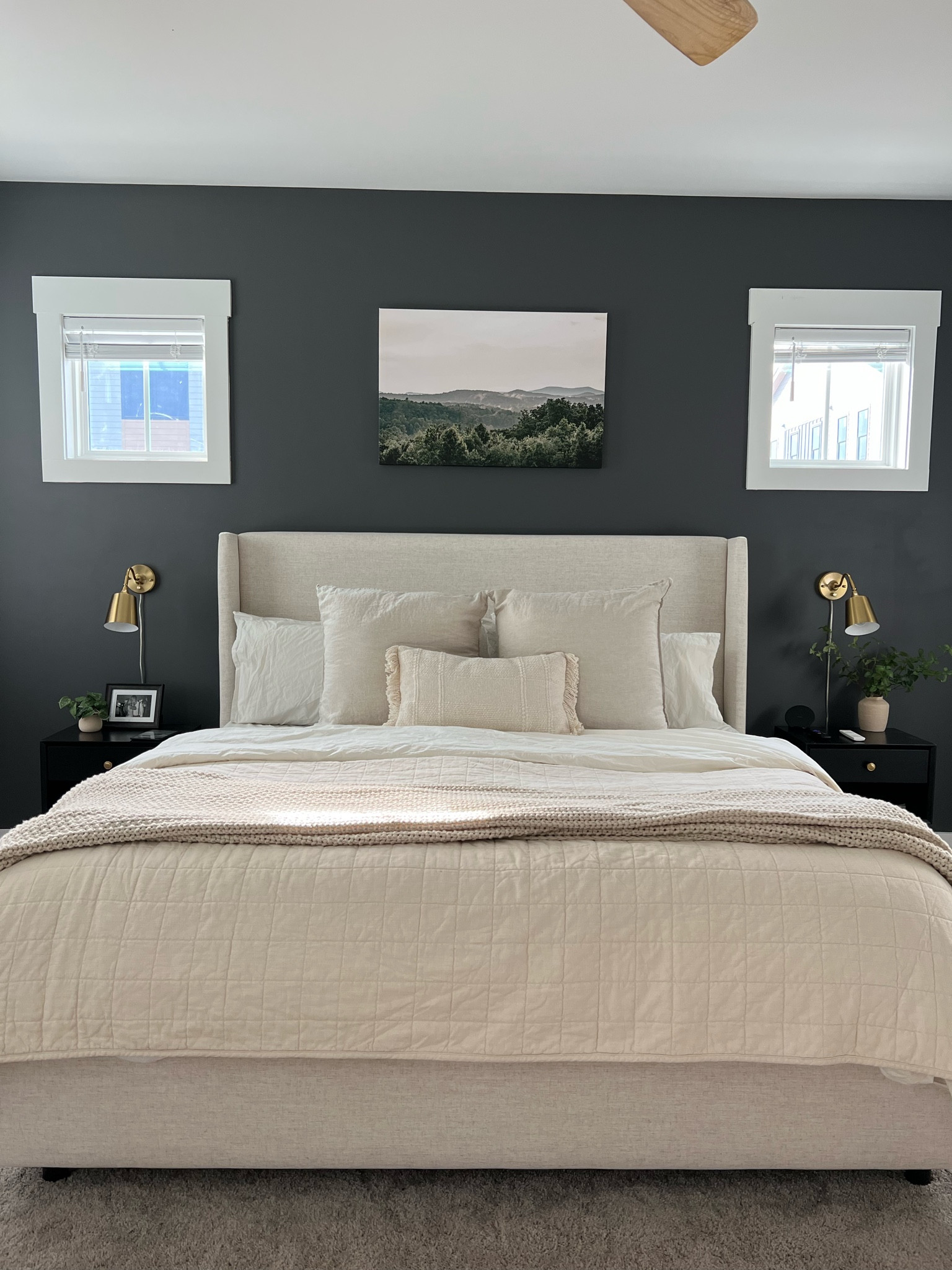 master bedroom is coming together!!! loving the neutral bedding with a dark accent wall :))



#LTKhome #LTKstyletip