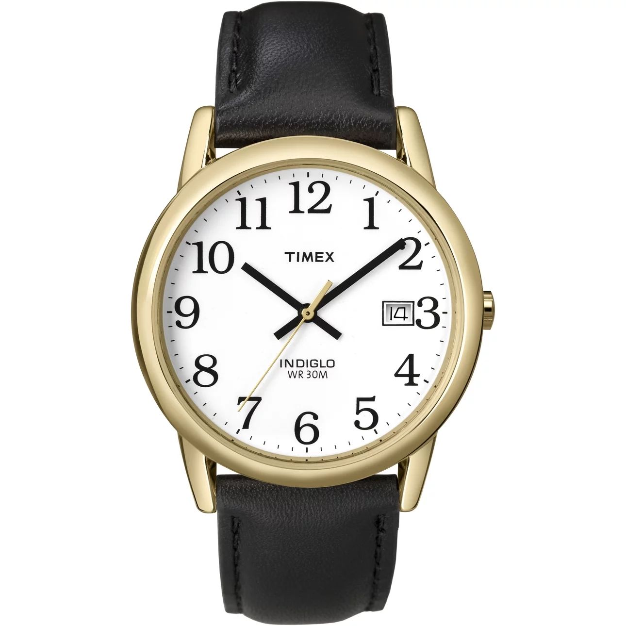 Timex Men's Easy Reader 35mm Watch – Gold-Tone Case White Dial with Black Leather Strap - Walma... | Walmart (US)