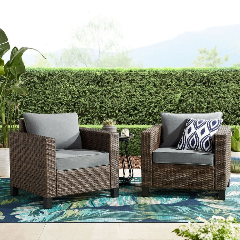 Better Homes & Gardens Brookbury 2PK Outdoor Club Chairs- Gray | Walmart (US)