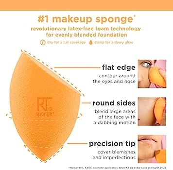 Real Techniques Miracle Complexion Sponge, Makeup Blender for Liquid and Cream Foundation, Full C... | Amazon (US)