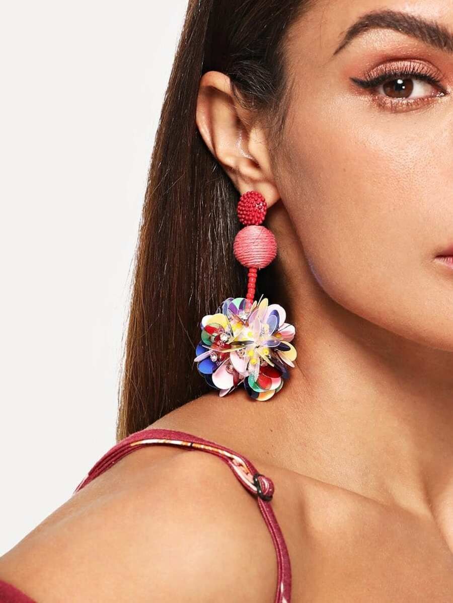 Sequin Flower Drop Earrings | SHEIN