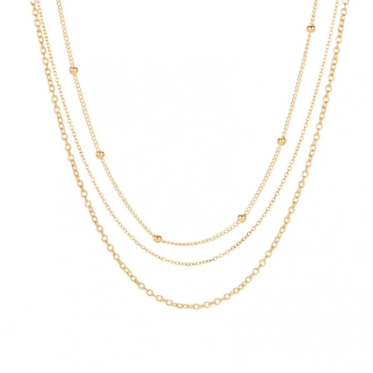 Clearance! EQWLJWE Dainty Layered Necklaces for Women ,Women Fashion Tassel Multilayer Real Gold ... | Walmart (US)