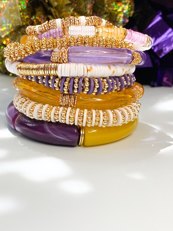 LSU Gameday Bracelet  Beaded Bracelet  Acrylic Bracelet  - Etsy | Etsy (US)