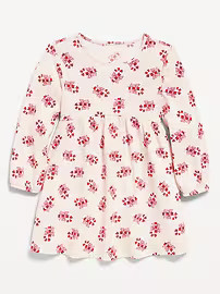 Printed Long-Sleeve Ribbed Dress for Toddler Girls | Old Navy (US)
