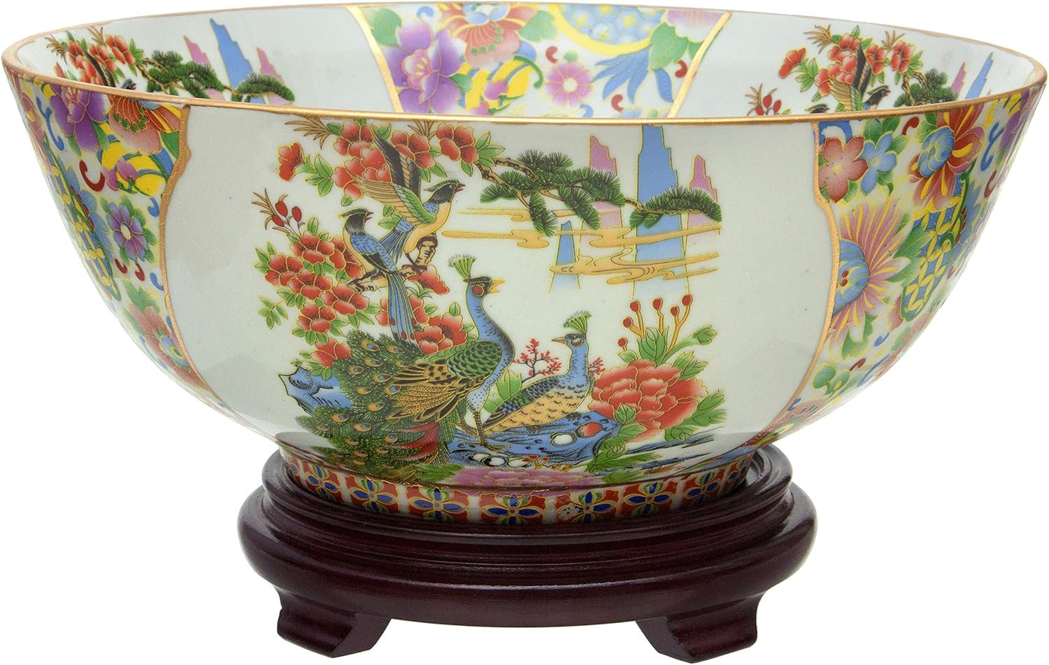 ORIENTAL Furniture 14" Satsuma Birds & Flowers Porcelain Bowl, Multicolor | Amazon (US)