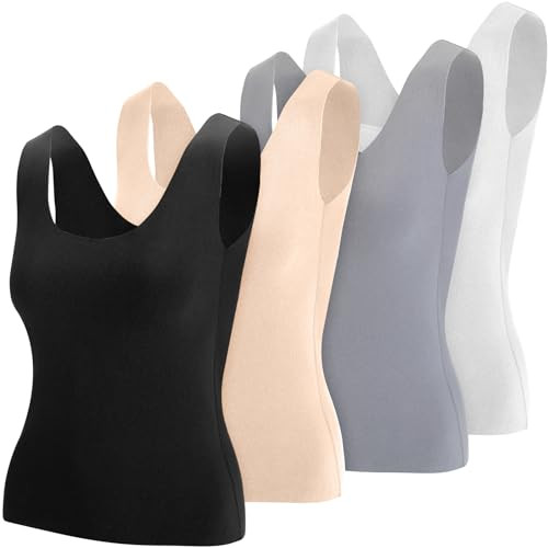 Toulite 4 Pcs Thermal Tank Tops Women Underwear Tops Sleeveless Undershirt for Women Cotton Camis... | Amazon (US)