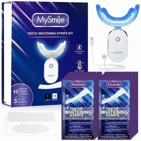 MySmile Teeth Whitening Strips with 28-LED Light, 28pcs 6%HP White Strips Teeth Whitening Kit, Tooth Whitener Remove 10 years of Stain,14 Treatments | Walmart (US)