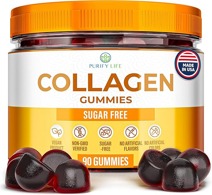 Sugar-Free Marine Collagen Gummies (90 Collagen Chews) Potent 500mg Collagen Gummy for Hair Growt... | Amazon (US)