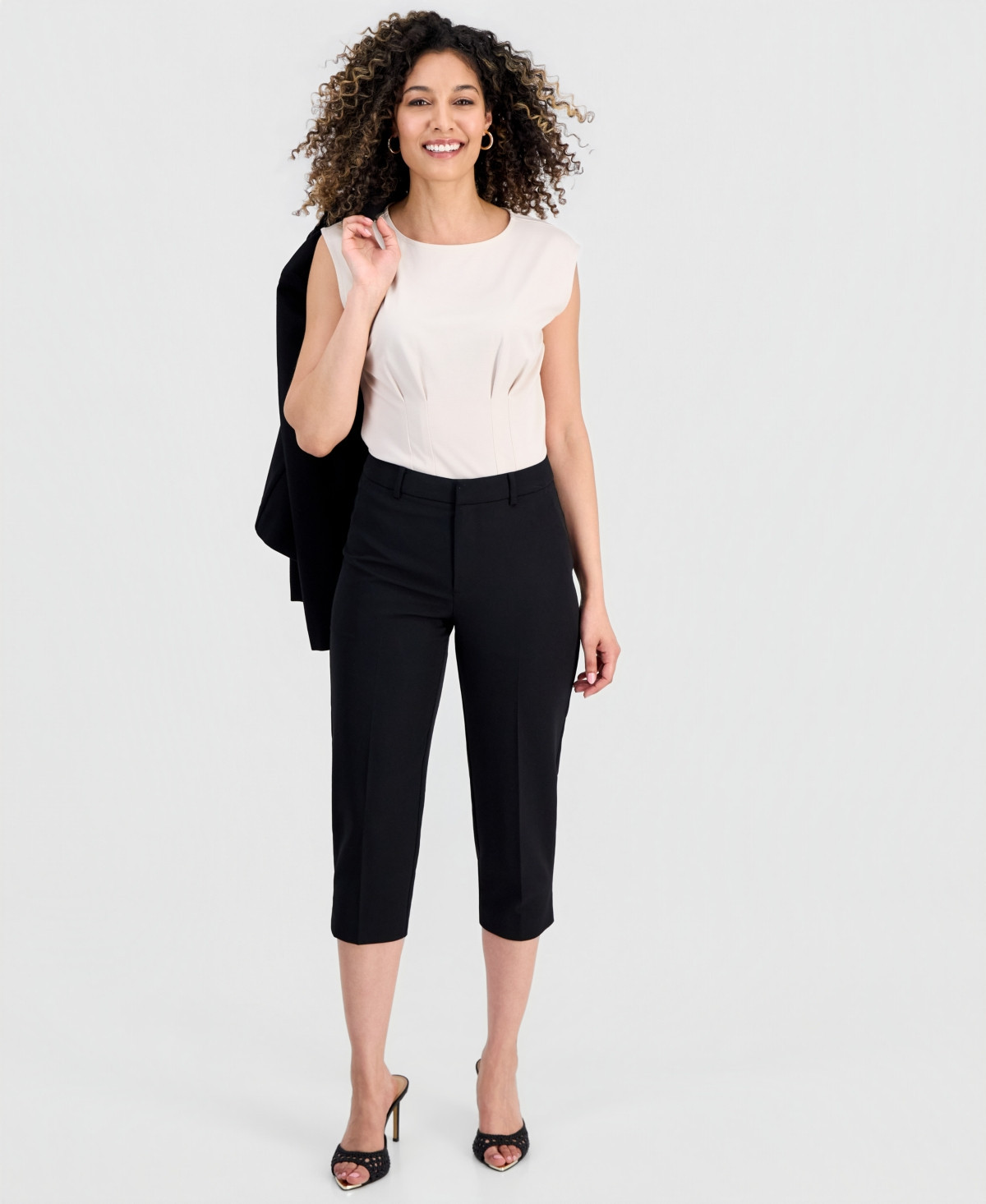 I.n.c. International Concepts Petite Capri Slim Trousers, Created for Macy's - Deep Black | Macy's