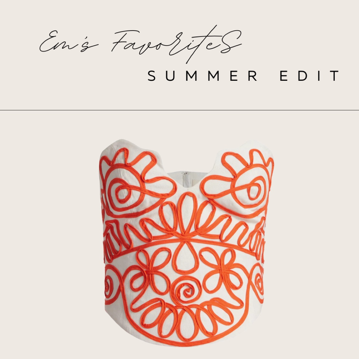 Obsessed with this tank top. It has a matching skirt - so stunning. 

Orange top
Embroidered top
Going out top