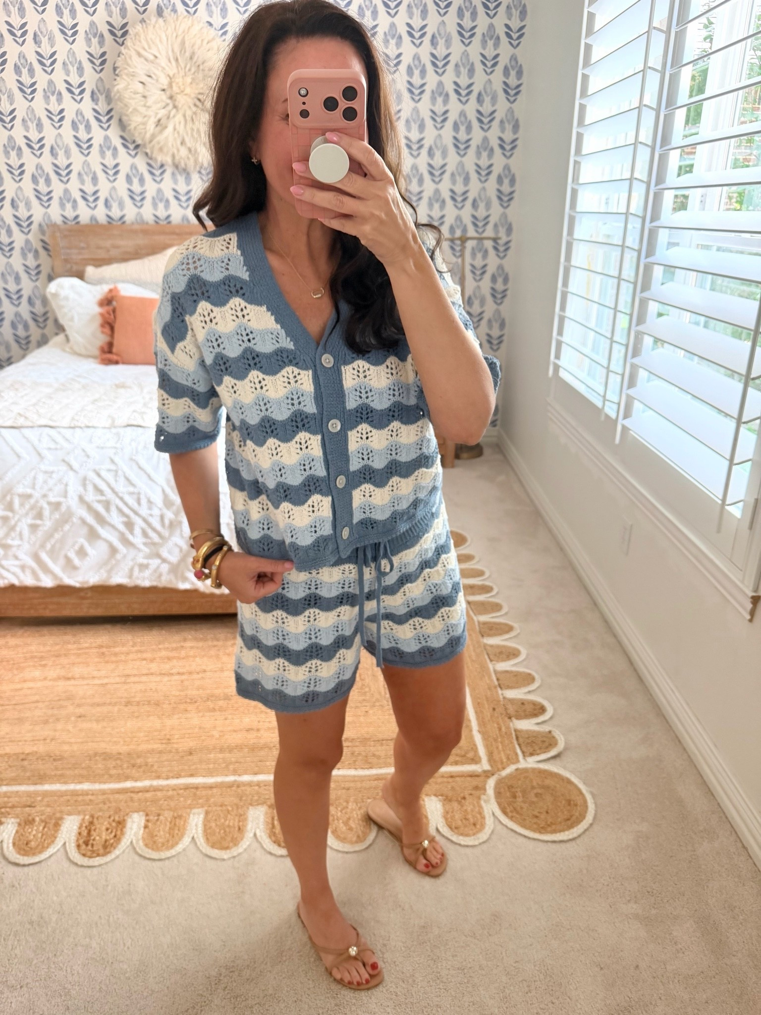 Cutest set, sold as separates! Shorts are mined. Wearing a medium. Too has functional buttons. Wearing a small. Available in sizes XS-4X
.

#LTKootd #LTKSwim #LTKOver40