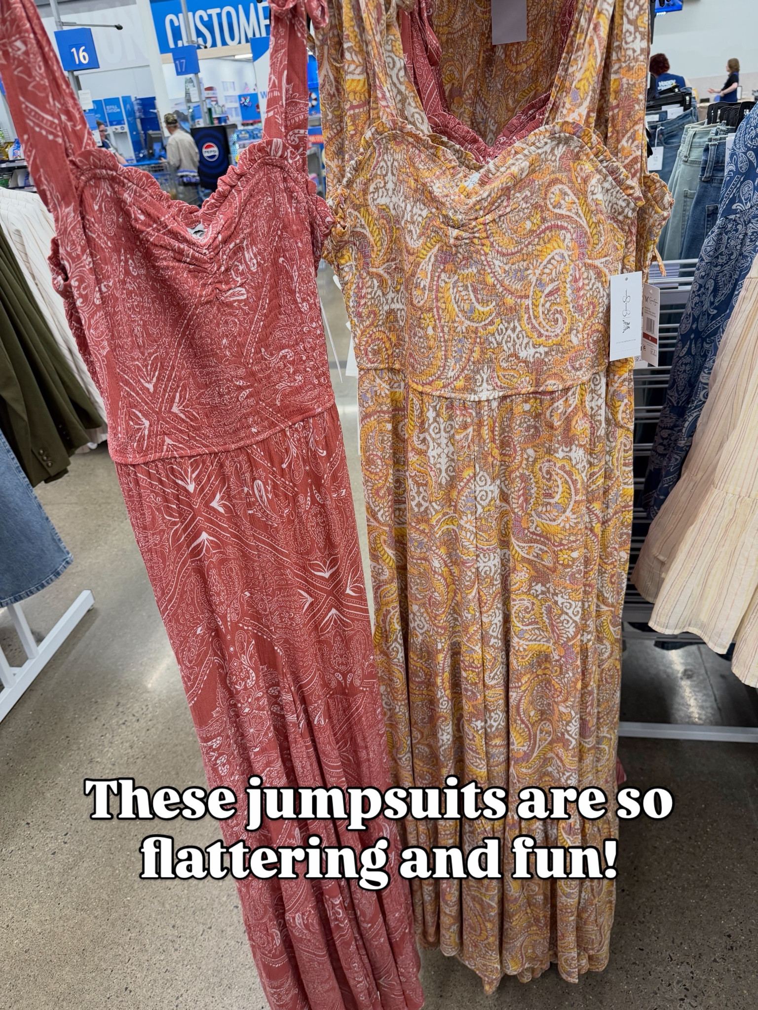 Jessica Simpson flowy wide leg smocked top jumpsuits #walmartfashion