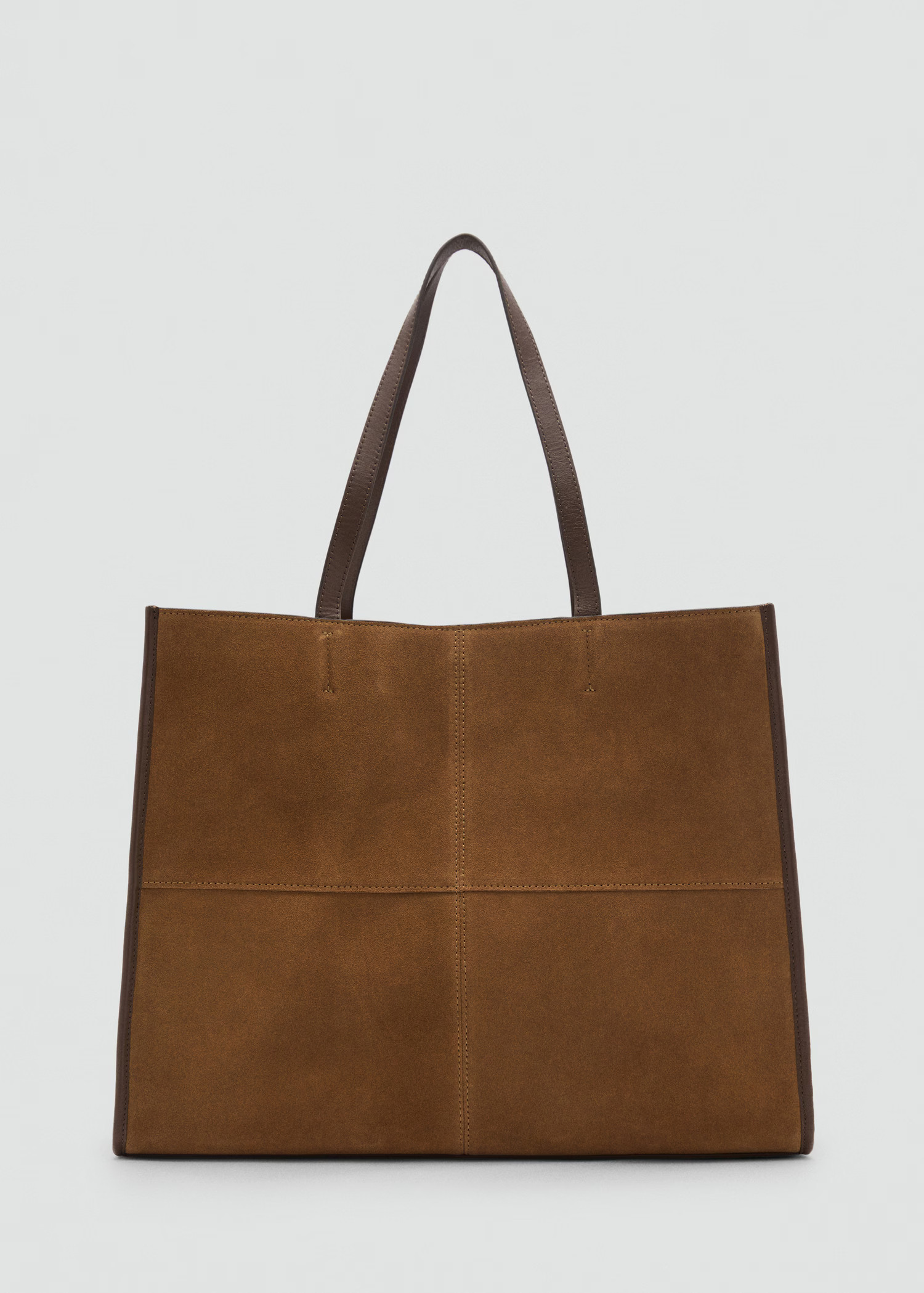 Leather shopper bag with stitching - Women | MANGO United Kingdom | MANGO (UK)
